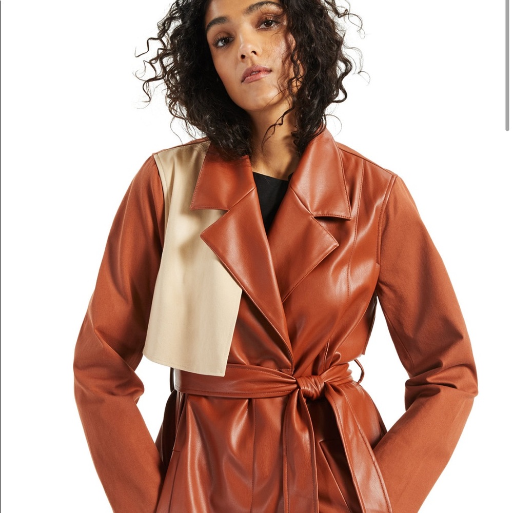 NWT 2XL plus size Alfani lapel trench coat butterscotch designer coat fall